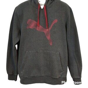 Puma Gray Graphic Logo Hoodie Sweatshirt  Athletic Athlesiure LG